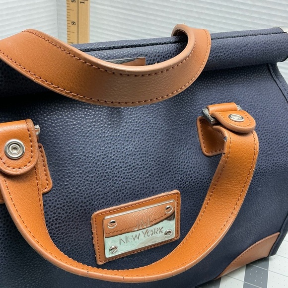 JM New York Blue and Brown Briefcase with Vintage Charm - Picture 7 of 9